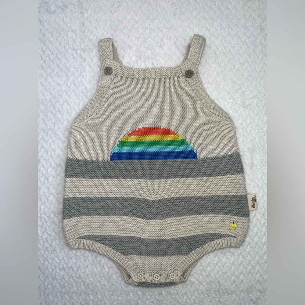 The Bonniemob Rainbow Stripe knit Bubble Romper